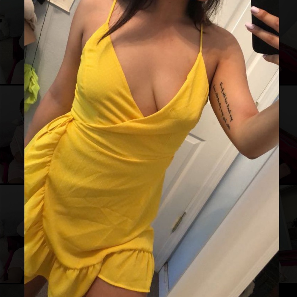 yellow polka dot free people sun dress